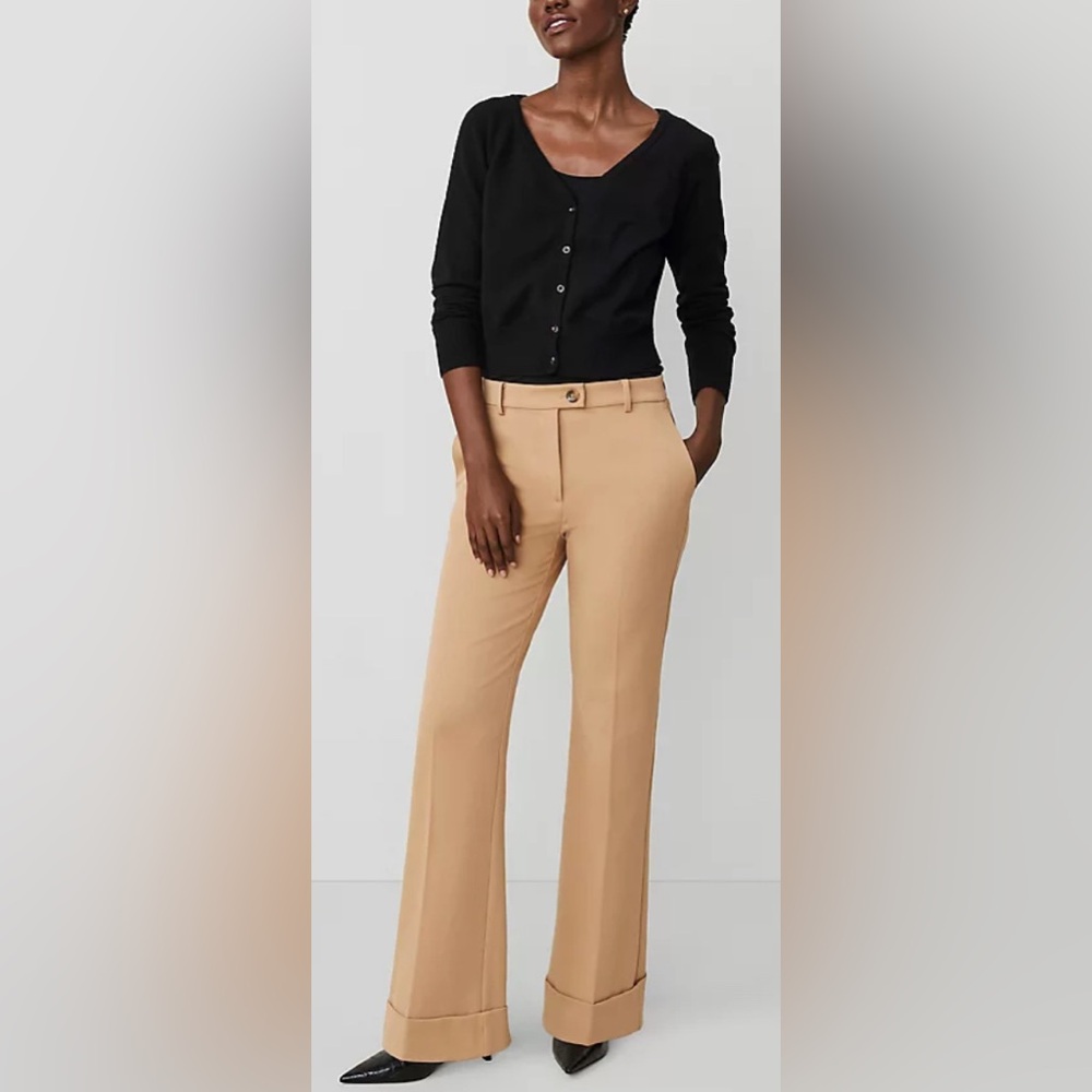Ann Taylor The Cuffed Tab Waist Trouser, Khaki, sz 16